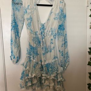 beautiful white and blue dress